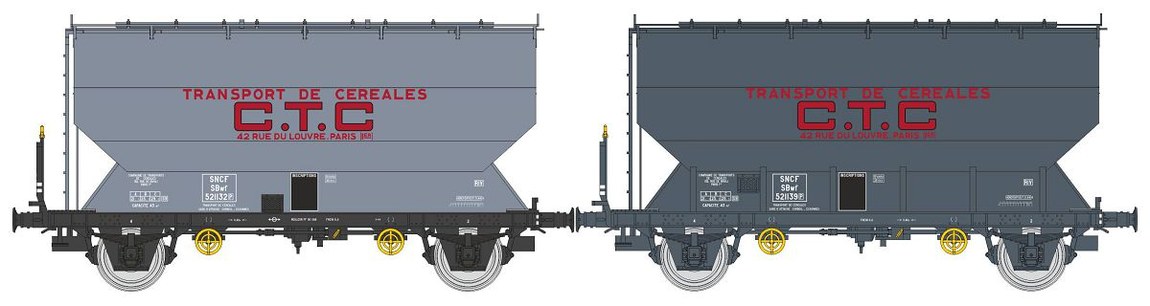 HOゲージ 鉄道模型 貨車 REE Modeles REEモデレーズ SNCF 穀物車 2両セット CTC Era III DC