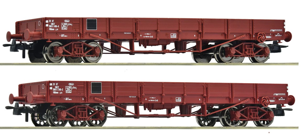 HOゲージ 鉄道模型 貨車 Roco ロコ SNCF 低床貨車 2両セット Era III IV DC SNCF Niederbordwagenset 2tlg