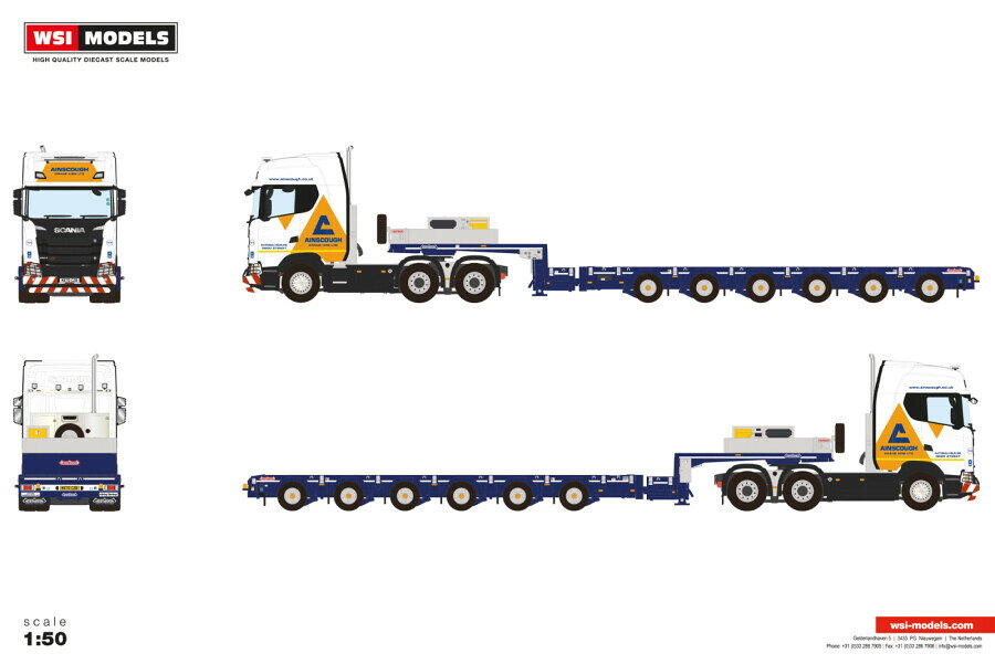 2026年発売予定 Scaniaスカニア S HIGHLINE CS20H 6X4 MANOOVR - 6 AXLE Ainscough / WSI 1/50 建設機械 模型