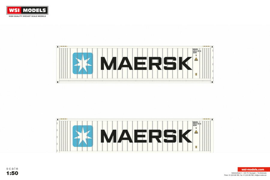 【予約】2026年発売予定 MAERSK 40FT REEFER CONTAINER STAR COOL リーファーコンテナ Premium Line / WSI 1/50 建設機械 模型