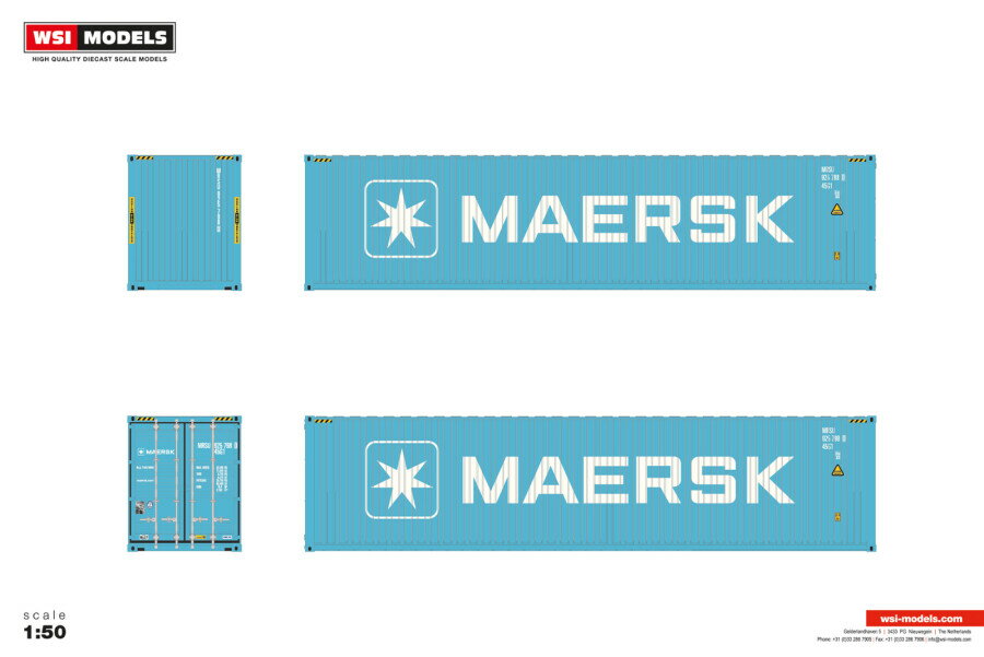 【予約】2026年発売予定 MAERSK 40FT CONTAINER HQ BLUE コンテナ Premium Line / WSI 1/50 建設機械 模型