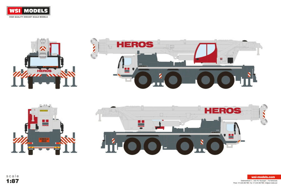 Hot Wheels - 【予約】2026年発売予定 Liebherrリープヘル LTM 1120-4.1 Craneクレーン Heros / WSI 1/87 建設機械 模型