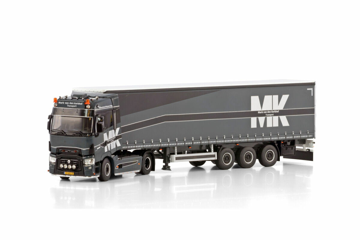 MARK VAN DEN KERKHOF; RENAULT TRUCKS T HIGH 4X2 CURTAINSIDE TRAILER - 3 AXLE トラック /WSI 1/50 建設機械模型 工事車両