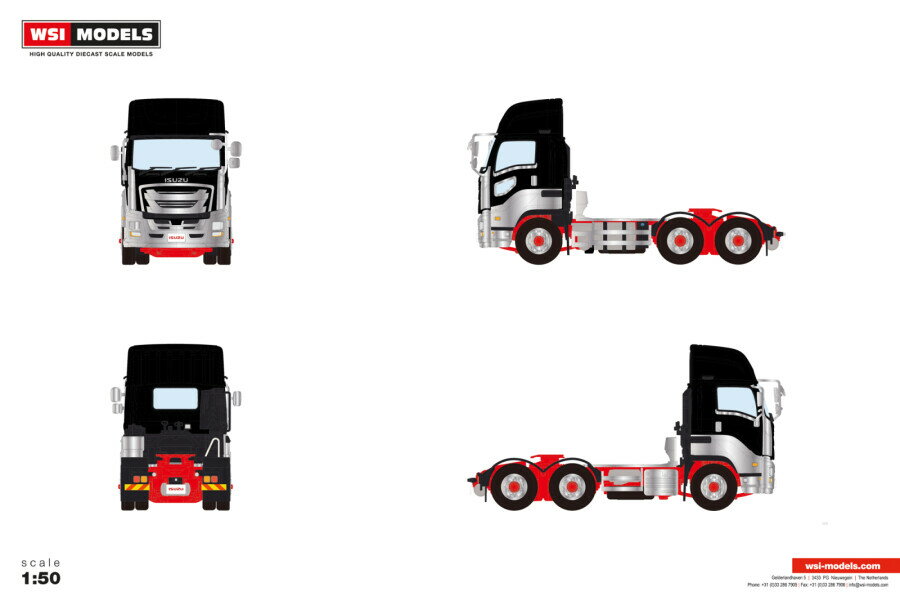 【予約】2026年発売予定 ISUZU GIGA フルキャブ ハイルーフ ブラック トラック / WSI 1/50 建設機械模型 工事車両