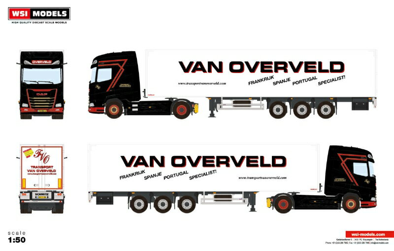 y\z12ȍ~\Van Overveld DAF XG+ 4X2 BOX TRAILER 3gbN/WSI ݋@B͌^ Hԗ 1/50 ~jJ[