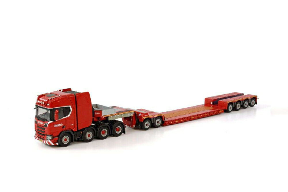 Nooteboom Red Line Scania R Highline CR20H 8x4 Low Loader 4axle + Dolly 2axle /WSI 1/50 ミニチュア 建設機械模型 工事車両