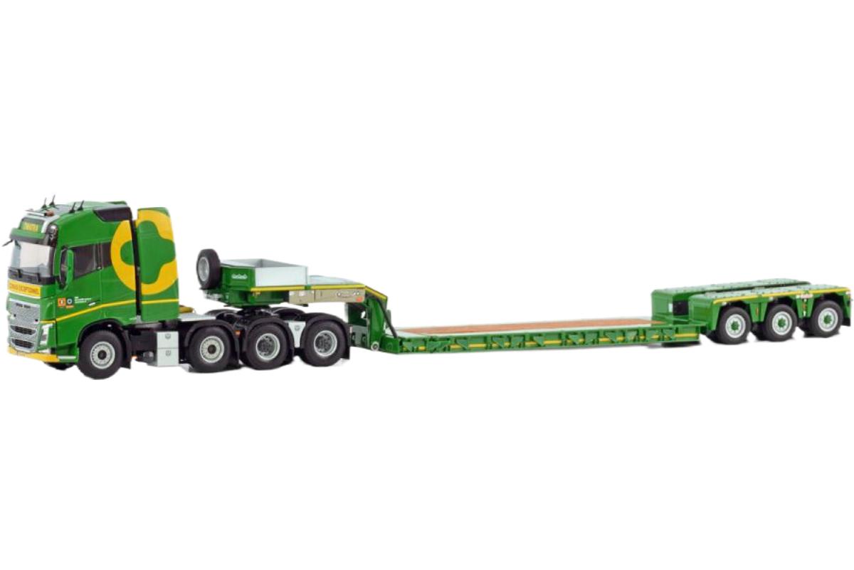 Zwatra Volvo FH4 グローブトロッター 8x4 低床トレーラー / WSI 1/50 建設機械模型 工事車両