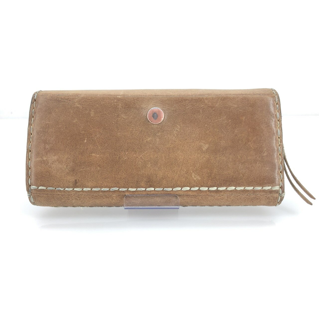 【中古】 Ain Soph アインソフ 本革 レザー 二つ折り財布 ロングウォレット ブラウンベージュ系 中古品 05r8377 【館林店】