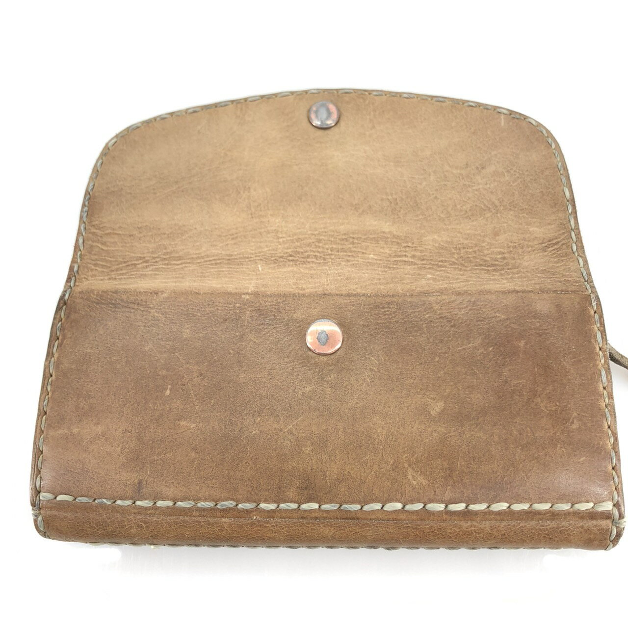 【中古】 Ain Soph アインソフ 本革 レザー 二つ折り財布 ロングウォレット ブラウンベージュ系 中古品 05r8377 【館林店】