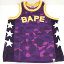 製品仕様 商品名 【中古】 A BATHING APE アベイシングエイプ CAMO BAPE BASKETBALL TANK TOP バスケットボール タンクトップ カモ柄 パープル×イエロー/紫×黄色/001CSG301005X / M 中古品 05r8666 【館林店】 サイズ ・M(実寸)・着丈:約64cm・肩幅:約35cm・身幅:約57cm※素人寸法になりますのでサイズは目安としてお考えください その他 ・型番：001CSG301005X ・後ろ側、右脇に汚れあり 外観 外観状態：「B」【外観詳細】「S」 未使用、もしくは未開封のお品物です「A」 使用品ですが、目立つ傷・汚れなどのないきれいなお品物です「B」 一般的な中古コンディションのお品物です「C」 目立つ傷・汚れなどのあるお品物です「D」 状態が著しく損なわれているお品物です 付属品 画像のものが全てです。 ご注意事項 当ストアより出品のお品物は全て中古品、現状品となりますのでご理解いただいた上でのご購入をお願いいたします。モニターの発色の具合によって実際のものと色が異なる場合がございます。店舗併売のお品物になります。店頭にて販売が成立した際はお取引をキャンセルさせていただく場合がございます。【梱包について】お品物によっては、梱包には形成した段ボール箱、USED段ボール箱などを使用する場合があります。