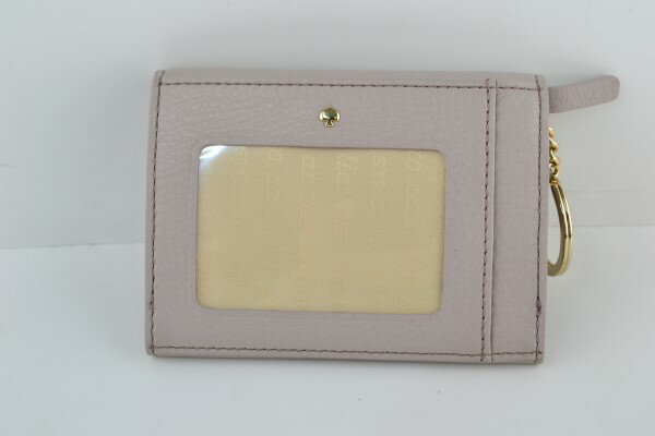 【中古】kate spade ケイトスペード キーリング付マルチコインパスケース ベージュピンク×ブラック 箱付き 02r4389 中古品