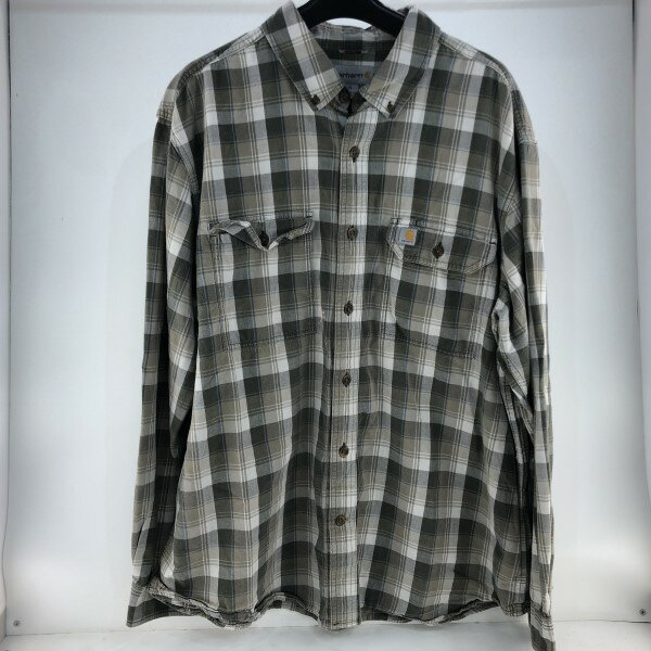 【中古】 Carhartt (カーハート) 長袖ボタンダウンシャツ RELAXED FIT チェック柄長袖シャツ 102816 391 2017 Fall サイズXL 灰 青 グレー ブルー 02r16714 中古品 【牛久店】