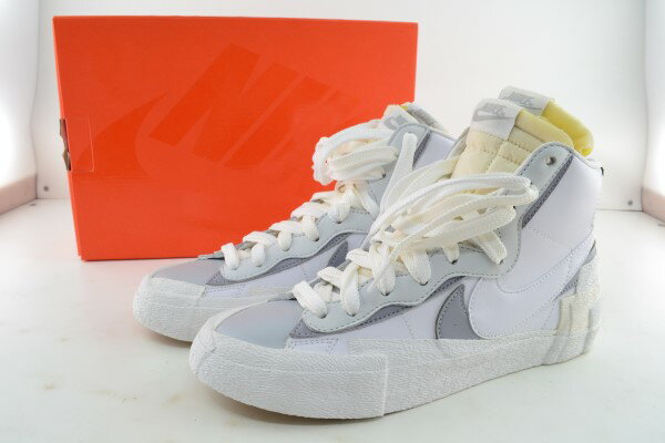 【中古】NIKE ナイキ BLAZER MID/SACAI ブレザー ミッド/サカイ スニーカー BV0072-100 白×灰 ホワイト×グレー サイズ26cm 箱・替え紐あり 02r6781中古品 【牛久店】