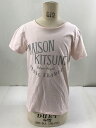 【中古】Maison Kitsuné メゾン キツネ レディース Tシャツ ピンク Sサイズ ロゴプリント Tシャツ 04r6216【八王子店】