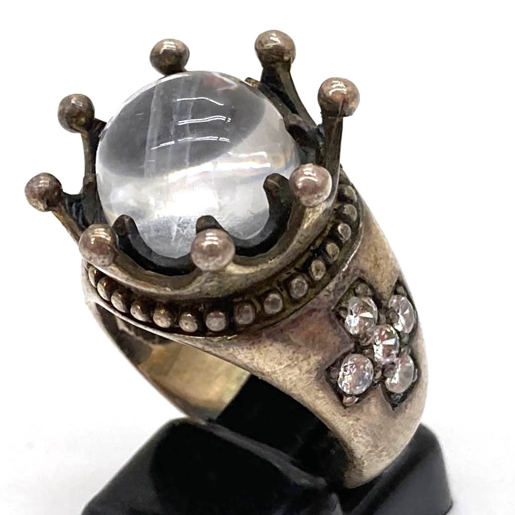 【中古】Sterling Silver SV リング サイズ19号 シルバー 925 クラウンデザイン メンズ レディース アクセサリー 03r9208【入間店】