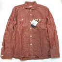 【中古】THE FLAT HEAD フラットヘッド WIDE SPREAD CHAMBRAY L/S 長袖シャツ ワイドスプレッドシャンブレー サイズ38 赤系 メンズ トップス アメカジ 03r9800【入間店】