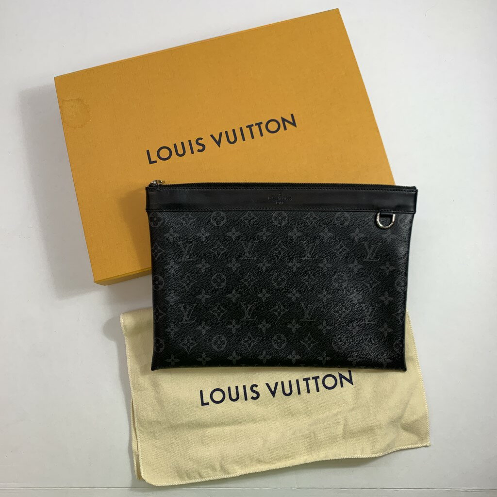 【中古】LOUIS VUITTON ルイヴィトン モノグラムエクリプス ポシェット ディスカバリー クラッチバッグ M62291　ブラック　TN1148　04r8824【八王子】