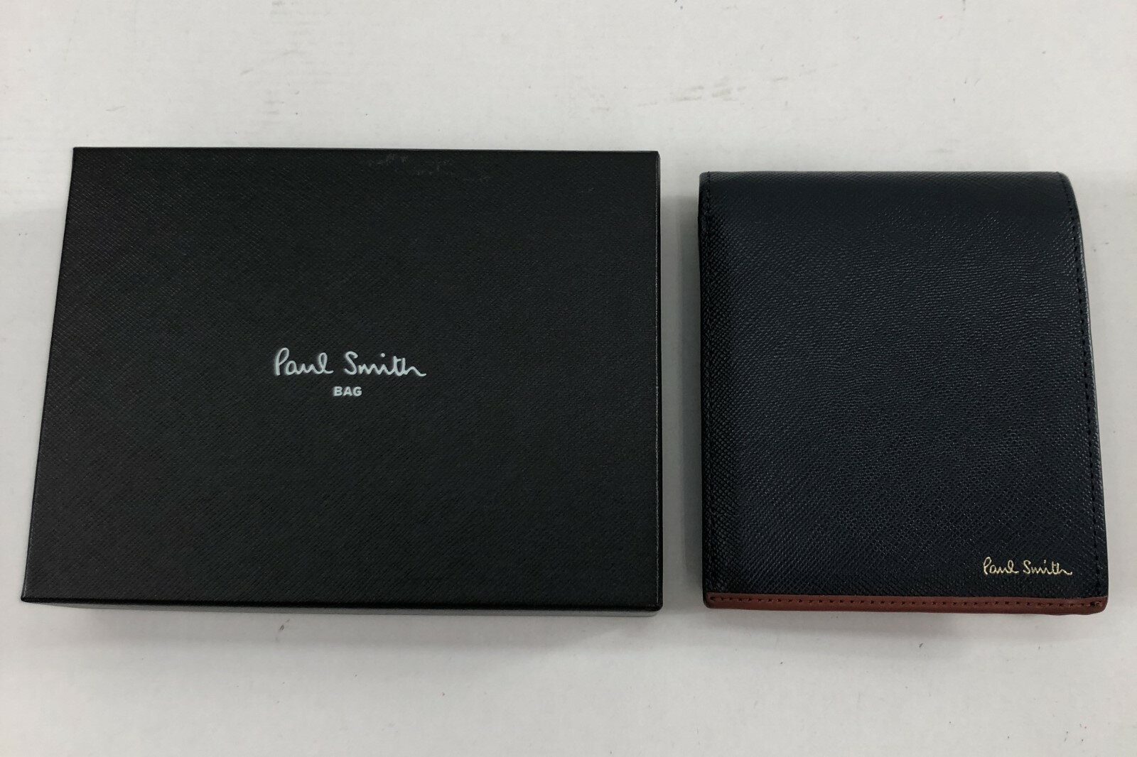 【中古】ポールスミス 二つ折り財布 Paul Smith メンズ レザー　ネイビー　財布　04r6369【八王子店】