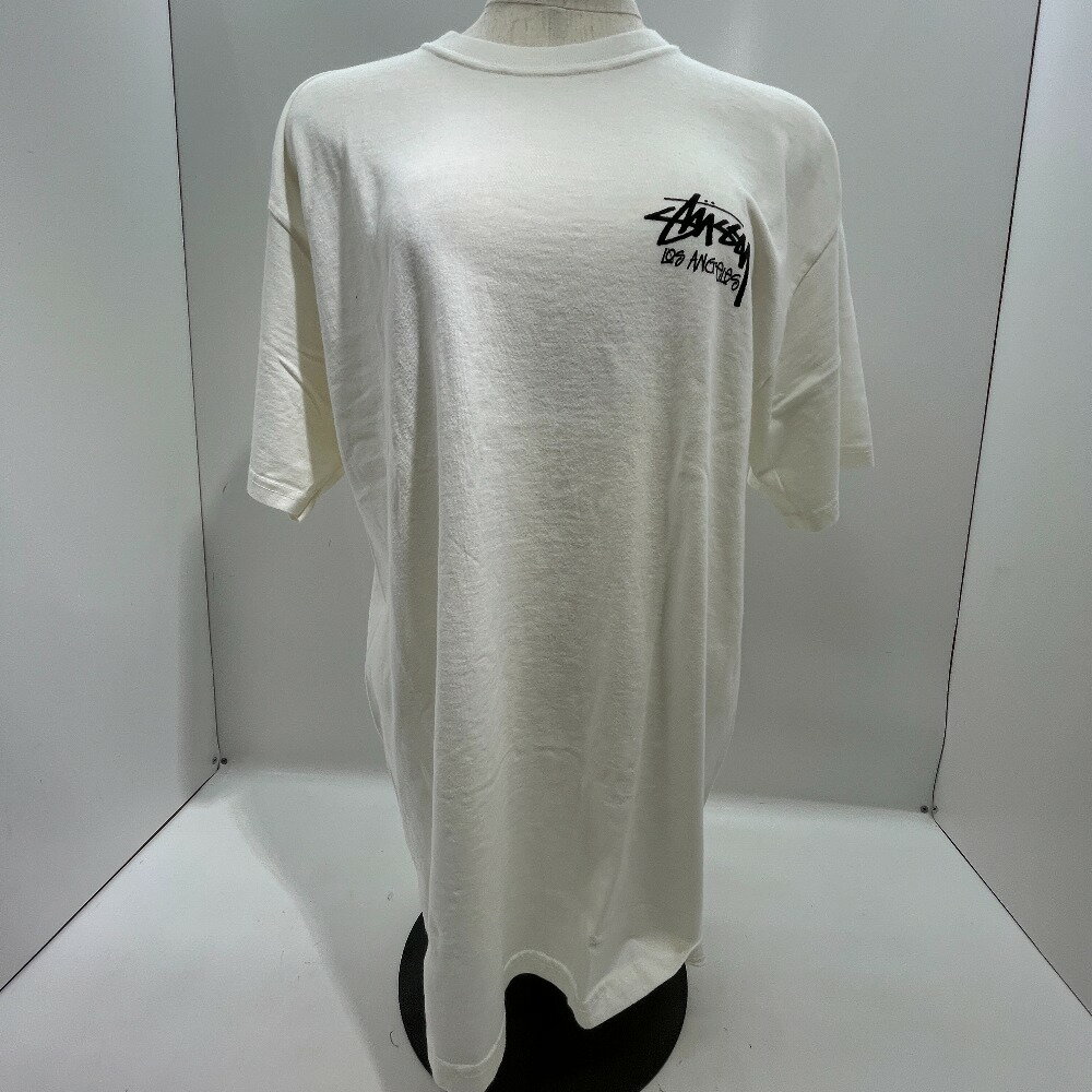 【中古】 STUSSY ステューシー Tシャツ 半袖 Mサイズ STOCK L.A. SP18 P.D.TEE NATURAL ホワイト 06w1992 【三郷店】