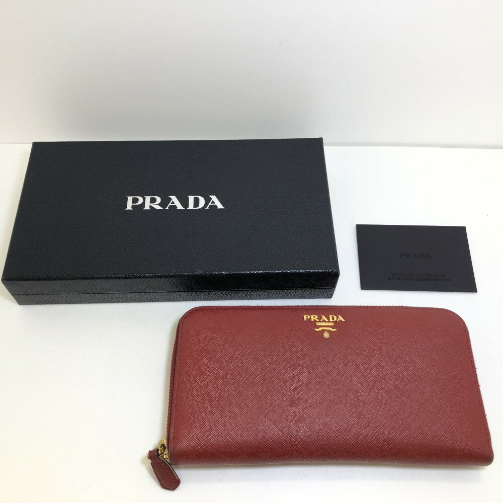 07w6682★ プラダ PRADA ロングウォレット 長財布 1ML506 レッド レディース財布 ハイブランド ブランド財布【中古品】