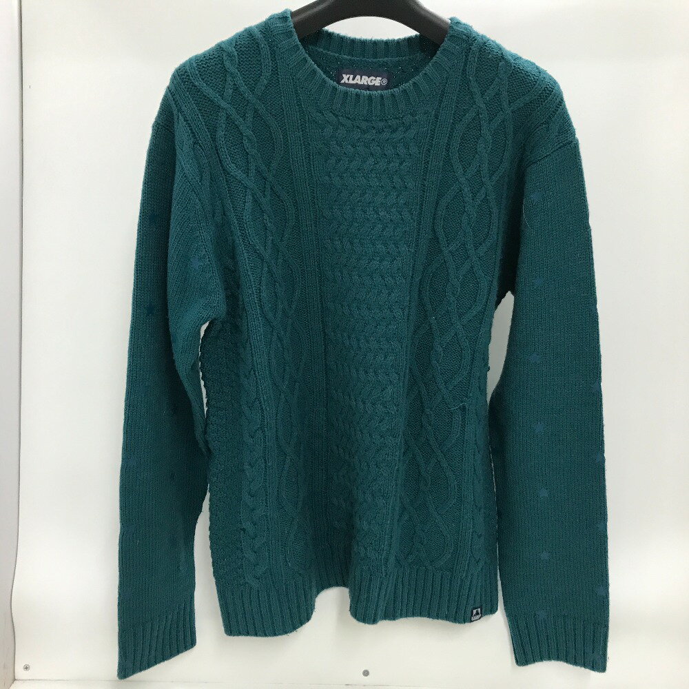 【中古】 エクストララージ XLARGE ケーブルニットセーター グリーン サイズL 中国製 メンズ セーター ..