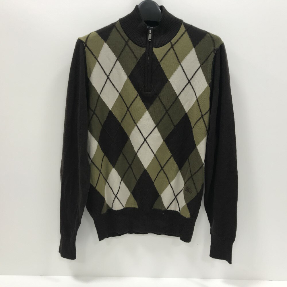 【中古】 BURBERRY LONDON バーバリーロンドン ハーフジップ アーガイル柄ニット Mサイズ ロンドン ニット 07w9691 【大和店】