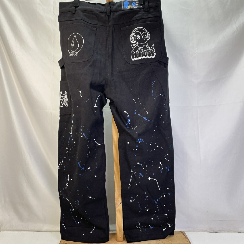 【中古】 9090 ナインティナインティ POCHAMA×9090 Painter Pants ポッチャマコラボ ペインターパンツ ブラック サイズXL メンズ コットン NN1162 01w-2697 【結城店】