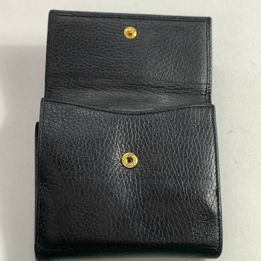 04w2467▽※【中古】GUCCI グッチ Wホック財布 二つ折り財布 インターロッキングG コンパクトウォレット ブラック ゴールド金具 レザー 4561222493334【八王子店】