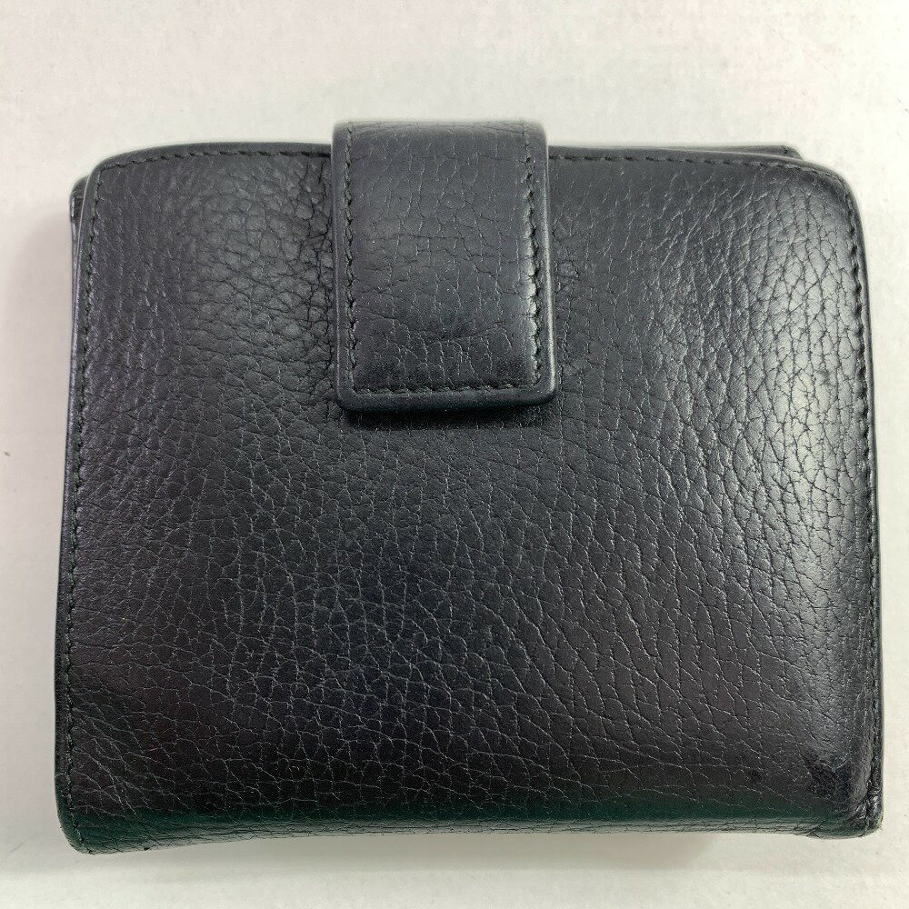 04w2467▽※【中古】GUCCI グッチ Wホック財布 二つ折り財布 インターロッキングG コンパクトウォレット ブラック ゴールド金具 レザー 4561222493334【八王子店】