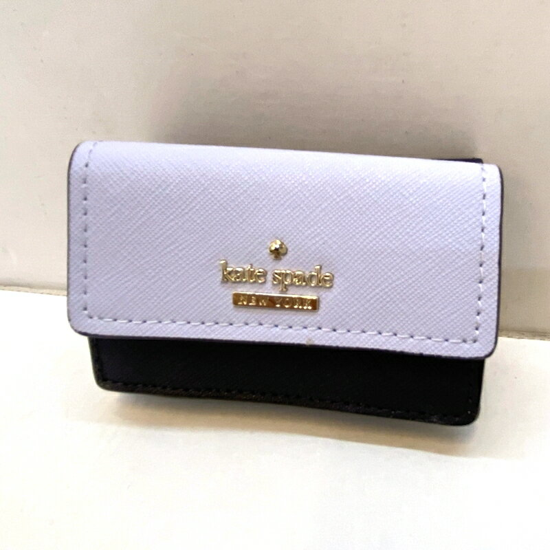 【中古】 kate spade ケイトスペード 三つ折り財布 ミニ財布 ライトブルー/ネイビー レデ