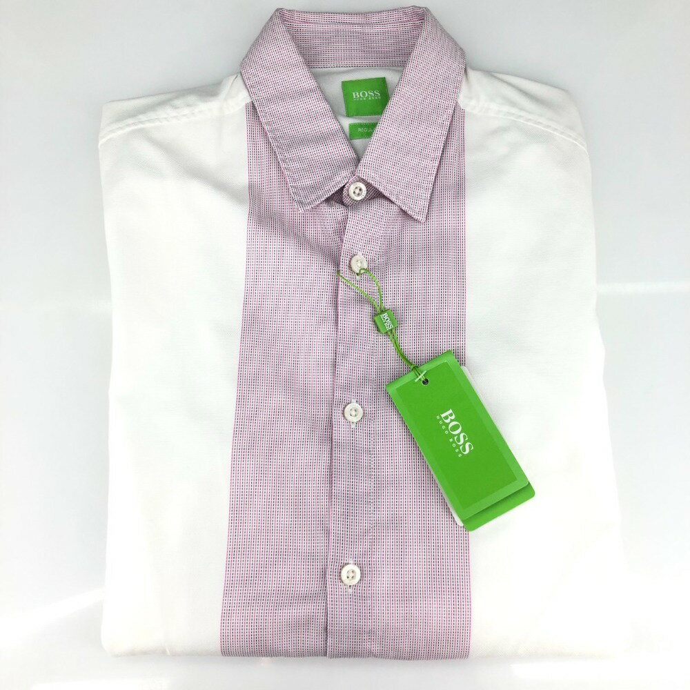 製品仕様 商品名 【中古】 ヒューゴボス HUGO BOSS レギュラーフィット ホワイト/ピンク系 サイズS 日本製 メンズ 長袖シャツ コットン 05w05437 【館林店】 ブランドHUGO BOSS/ヒューゴボス タイプレギュラーフィット 対象メンズ カラー ホワイト/ピンク系 生産国日本 素材コットン サイズ S 着丈：約74cm 身幅：約49.5cm 袖丈：約65cm 肩幅：約44.5cm ※平置き実寸で計測 詳細備考※素人寸法になりますのでサイズは目安としてお考えください 付属品 内容物は、写真にある物が全てとなります。 状態 ランク：「A」 ※タグ付きですが一度人の手に渡っているので、中古品としてお考え下さい ※目立ったダメージはないように思われます 【外観詳細】「S」 未使用、もしくは未開封のお品物です「A」 使用品ですが、目立つ傷・汚れなどのないきれいなお品物です「B」 一般的な中古コンディションのお品物です「C」 目立つ傷・汚れなどのあるお品物です「D」 状態が著しく損なわれているお品物です ご注意事項 当ストアより出品のお品物は全て中古品、現状品となりますのでご理解いただいた上でのご購入をお願いいたします。モニターの発色の具合によって実際のものと色が異なる場合がございます。店舗併売のお品物になります。店頭にて販売が成立した際はお取引をキャンセルさせていただく場合がございます。【梱包について】お品物によっては、梱包には形成した段ボール箱、USED段ボール箱などを使用する場合があります。