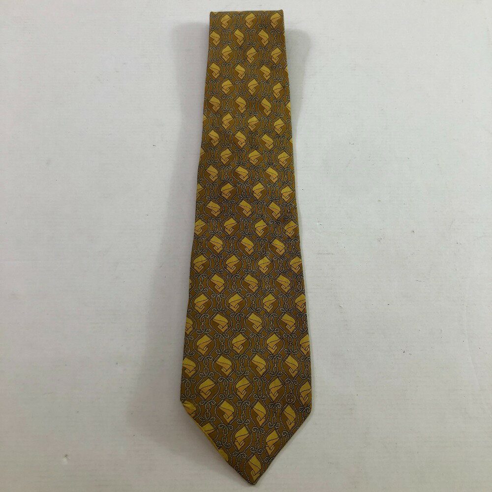 04w3100∞※【中古】 GUCCI グッチ ネクタイ 総柄 シルク イエロー 【八王子店】