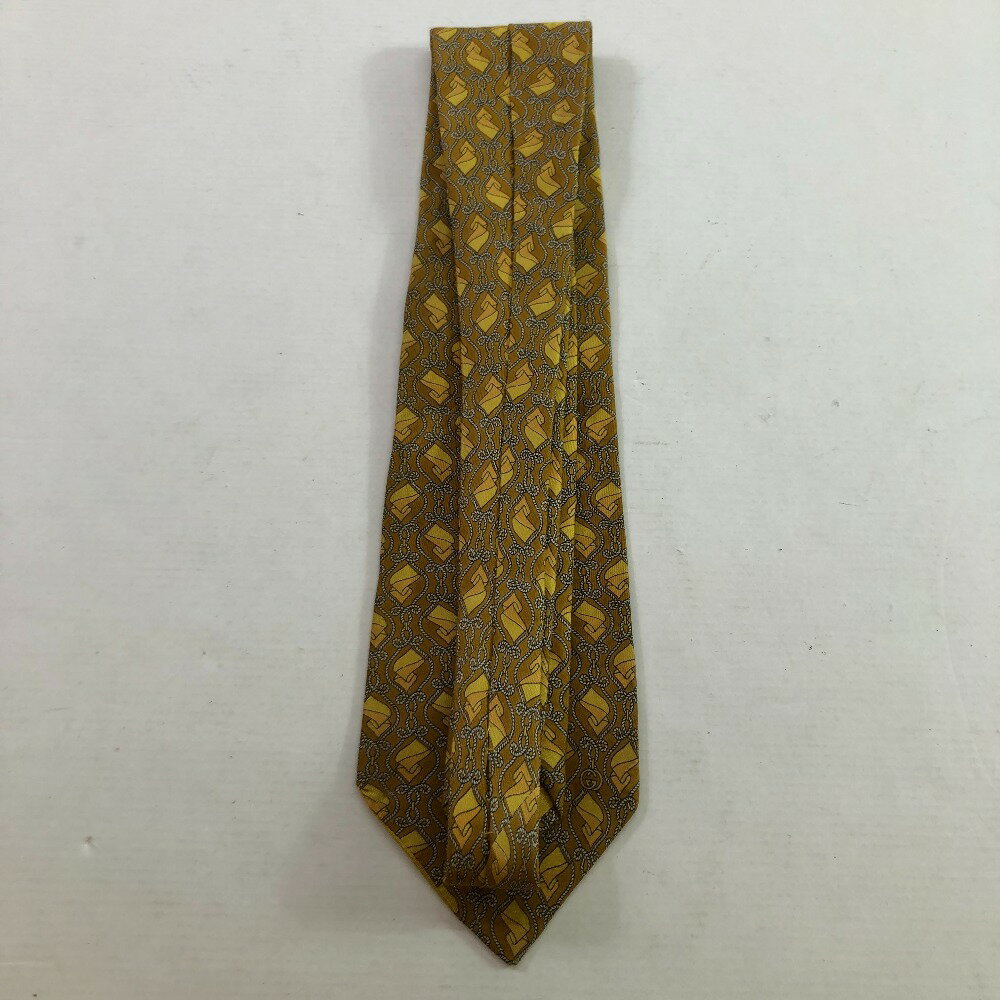 04w3100∞※【中古】 GUCCI グッチ ネクタイ 総柄 シルク イエロー 【八王子店】