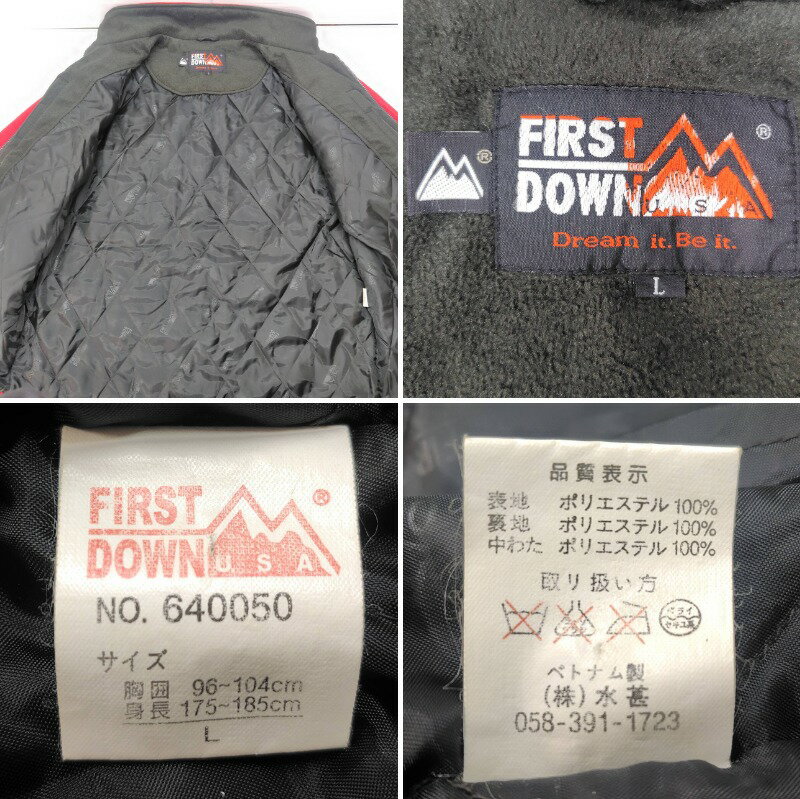 【中古】 FIRST DOWN ファーストダウン フリースジャケット レッド/赤 サイズL ベトナム製 メンズ アウター ポリエステル 05w09915 【館林店】
