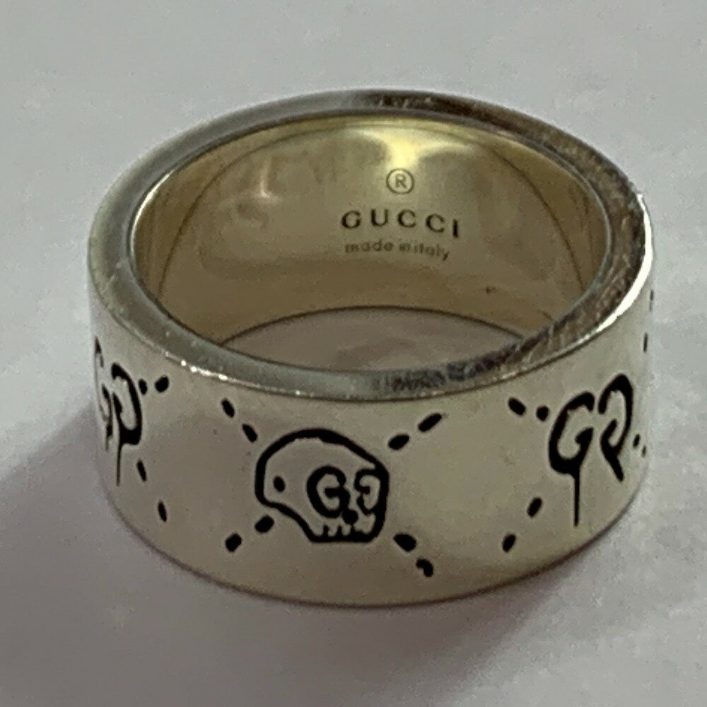 04w3213▽※【中古】GUCCI グッチ シルバー ゴーストリング GG柄 ドクロ スカル 10mm リング・指輪 12号 925刻印【八王子店】