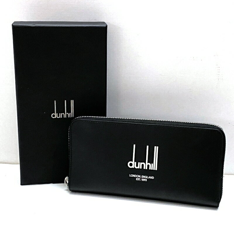 【中古】 dunhill ダンヒル ロングウォレット ラウンドファスナー ラウンドジップ ブラック メンズ 長財布 箱付き 美品 03w13941【入間店】