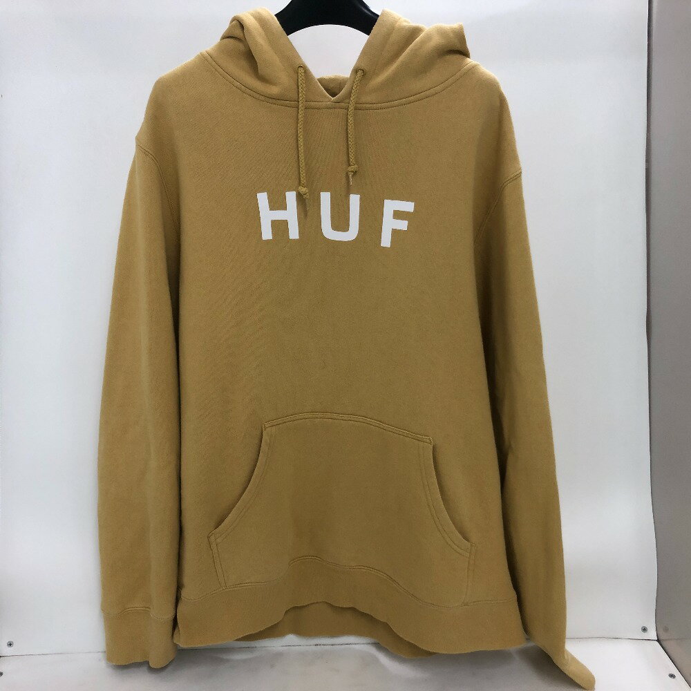 【中古】 ハフ HUF 裏起毛 スウェットプルオーバーパーカー イエロー 中国製 パーカー コットン 02w139..