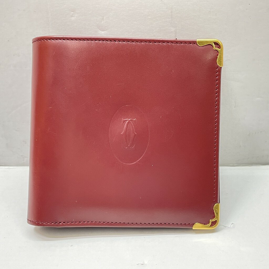 【中古】 カルティエ CARTIER マストドゥカルティエ ボルドー 二つ折り財布 箱・証明書あり ボルドー メンズ L3000451 01w-4150 【結城店】