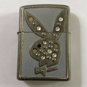 04w3793∞※【中古】 ZIPPO ジッポー PLAYBOY プレイボーイ スワロフスキー シルバー シリアル入り 1000個限定 2005年製 ライター 【八王子店】