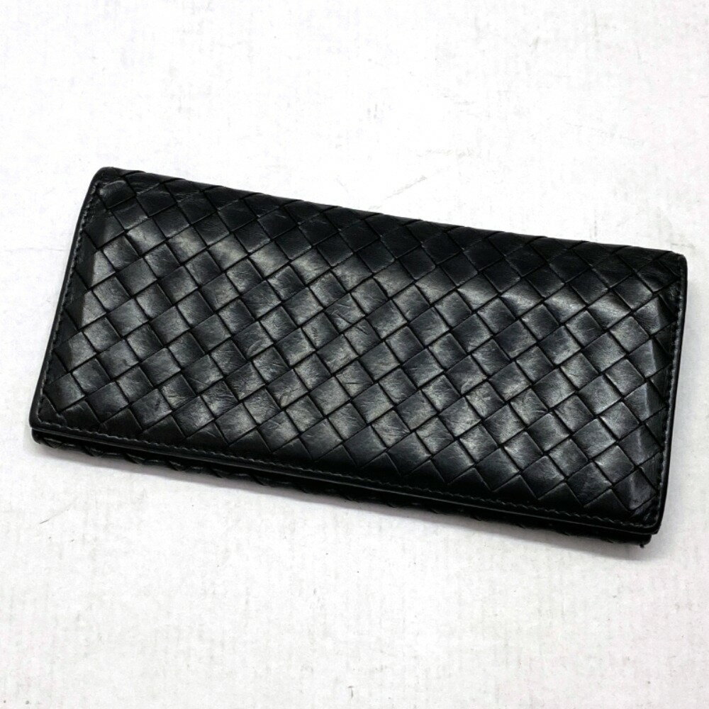 【中古】 BOTTEGA VENETA ボッテガヴェネタ ロングウォレット 小銭入れ無し イタリア製 ブラック メンズ 長財布 03w16425 【入間店】