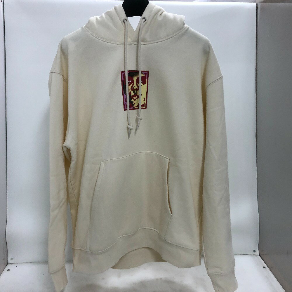 【中古】 オベイ OBEY 裏起毛スウェットプルオーバーパーカー クリーム サイズM バングラデシュ製 メンズ パーカー コットン 02w15681 【牛久店】