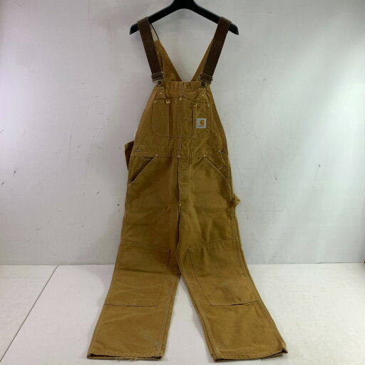 04w4272▽※【中古】90年代 USA製 Carhartt カーハート ダック ダブルニー ビブオーバーオール ブラウン メンズ W30 L30【八王子店】