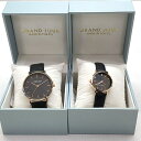 【中古】 【ペアウォッチ】GRAND JOUR MADE IN TOKYO JGAA0003-BK/JGAA0005-BK クォーツ ブラック ケース付き 腕時...