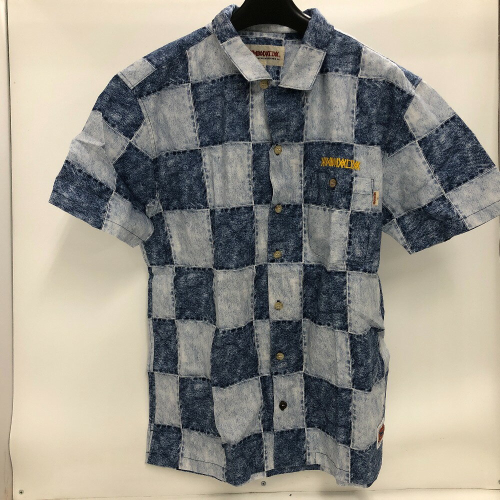 【中古】 Animalia アニマリア デニム風 パッチワーク柄 ブルー サイズXL 日本製 メンズ
