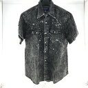 【中古】 ネペンテス NEPENTHES 半袖デニムシャツ ブラック サイズL メンズ ペイント柄 半袖シャツ コットン 02w16480 【牛久店】