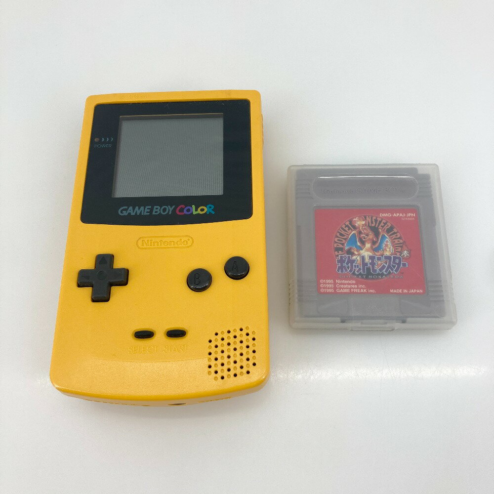 【GBカラー】ゲームボーイカラー 本体のみ イエロー + ソフト「ポケットモンスター赤」 *動作確認済み* ◎中古品◎ ゲームハード 05w12711T 【館林店】
