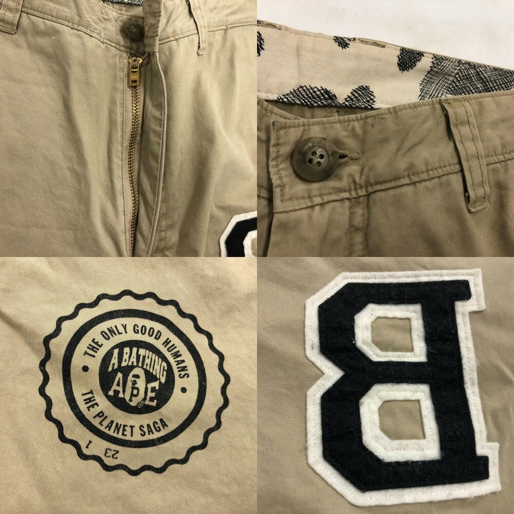 【中古】 アベイシングエイプ A BATHING APE チノパン ワークパンツ ベージュ サイズM 日本製 メンズ パンツ コットン 1930-152-013 02w16644 【牛久店】