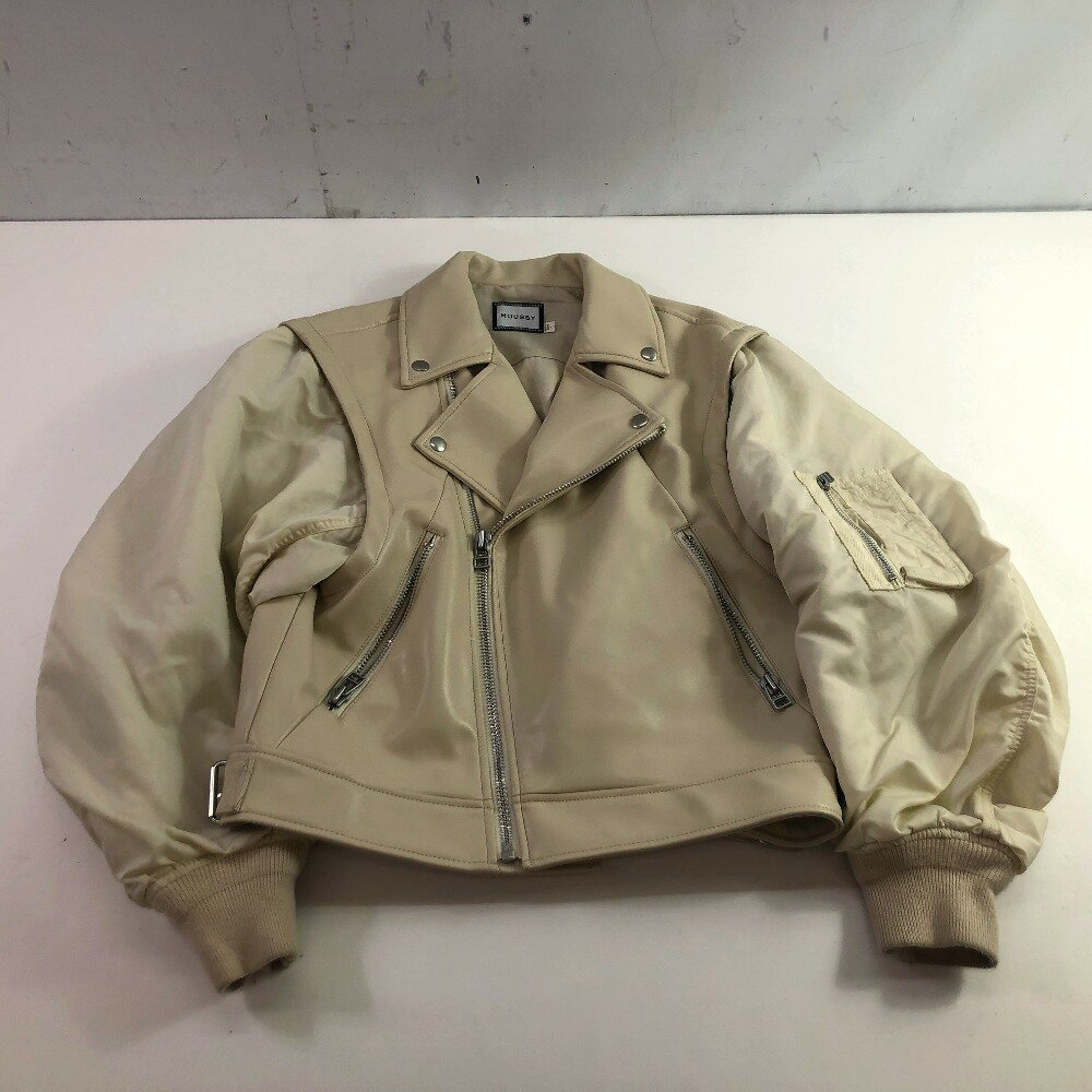 04w4457∞※【中古】 MOUSSY マウジー ライダース ベスト 2way FAUX LEATHER DETACHABLE JACKET 010GAG30-5160 クリーム サイズ1 【八王子店】