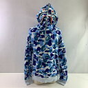 04w4473∞※【中古】 A BATHING APE アベイシングエイプ ABC CAMO SHARK HALF ZIP PULLOVER HOODIE ハーフジップ パーカー 001PPK801010M ブルー 迷彩 L コットン 【八王子店】