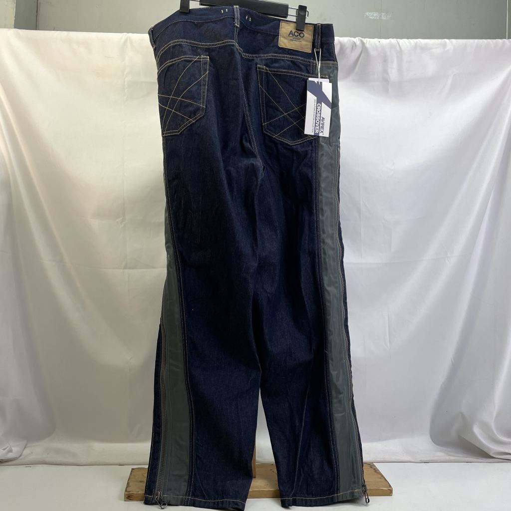 【中古】 アヴィレックス AVIREX CROSSOVER 5POCKET DENIM PANTS タグ付き デニムパンツ ジップフライ ブルー サイズXXL 中国製 メンズ コットン 783-4211003 01w-5036 【結城店】